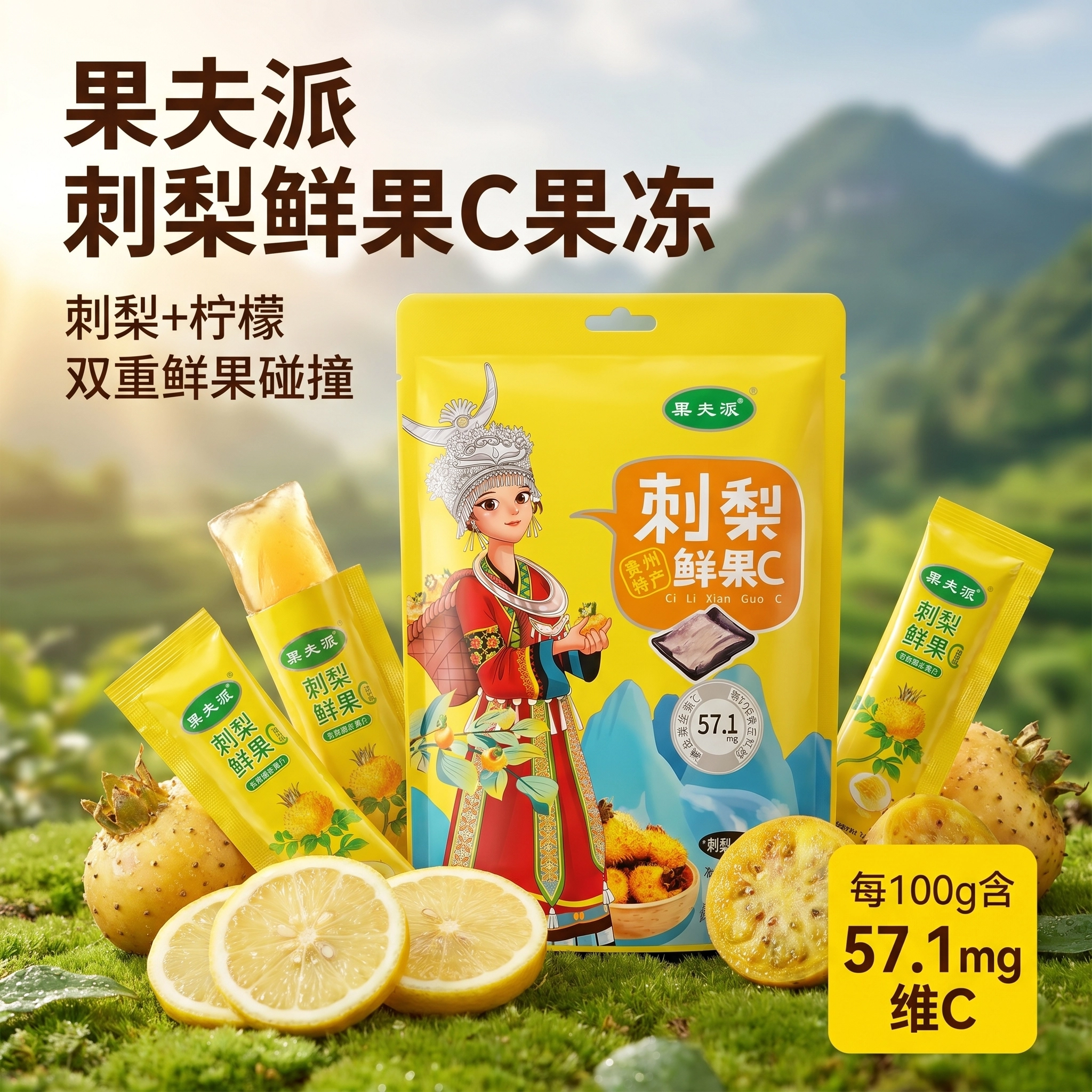贵州刺梨+柠檬鲜果干特产袋装高颜值民族风零食